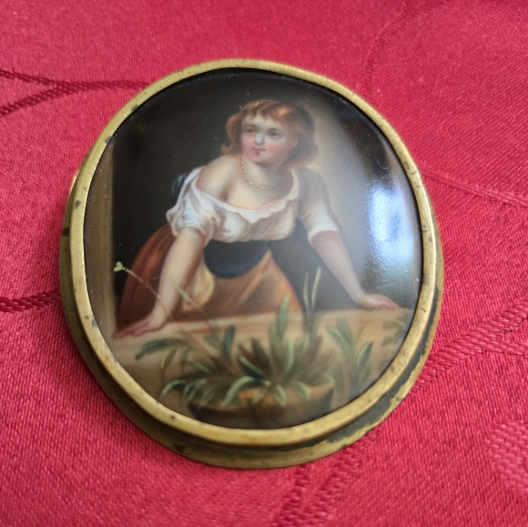 Victorian Hand-Painted Porcelain Brooch - Picture 14 of 16